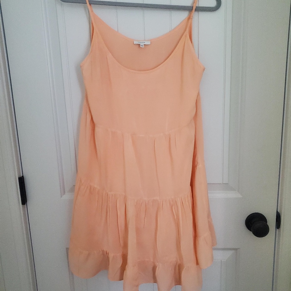 TALULA PEACH TIERED 100% RAYON MINI SUNDRESS SLEEVELESS W/LINING SIZE LARGE